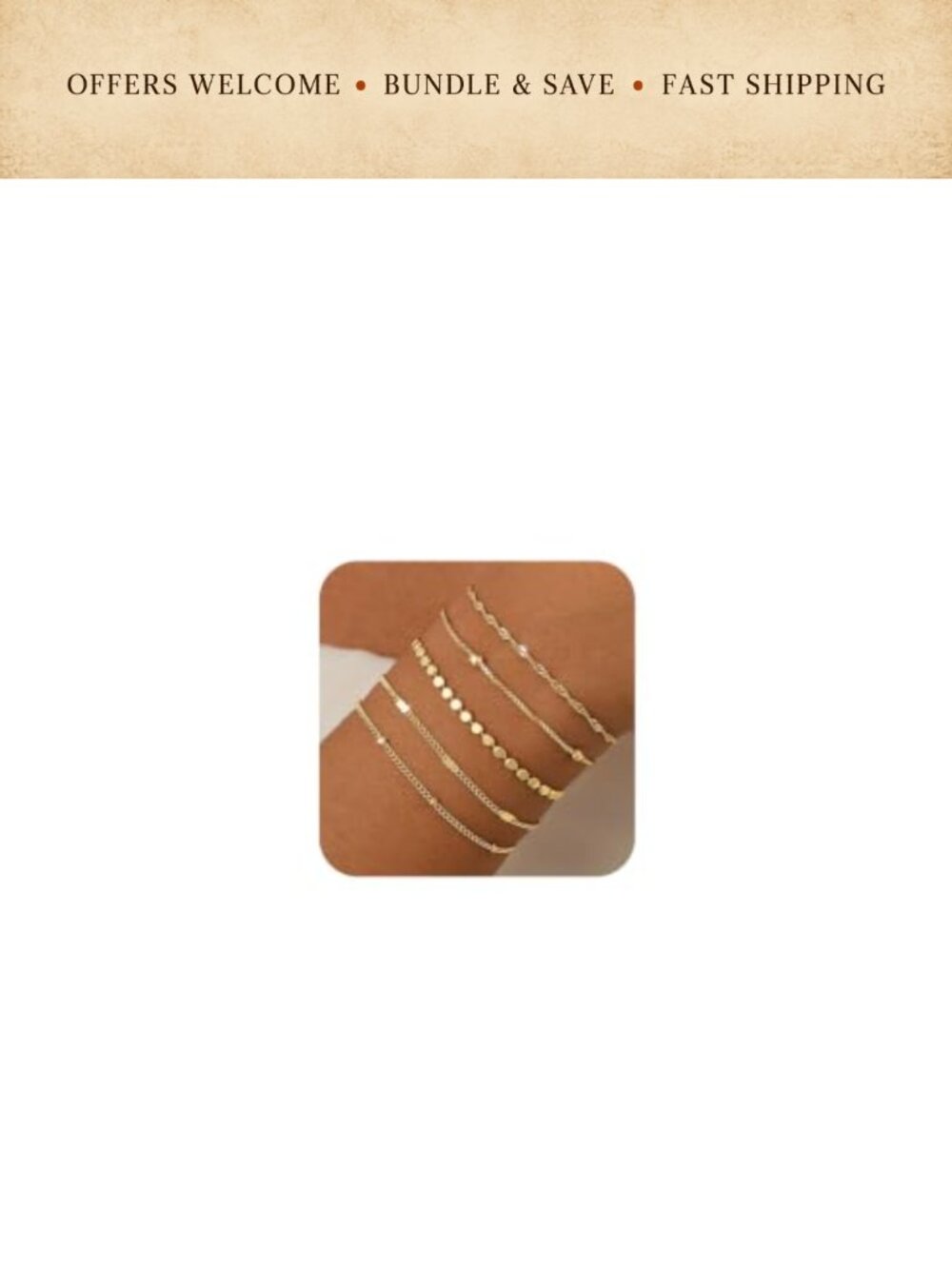 5Pc Gold Plated Bracelet Set Minimalist Chain Women Everyday